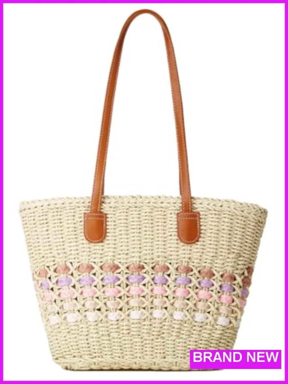 Woven Straw Tote Bag Shoulder Handbag Hobo Summer Beach Travel Purse